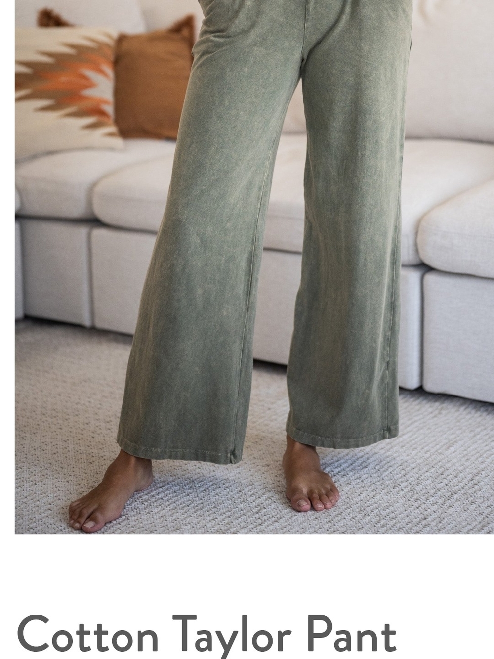 Sozy. Cotton Taylor Wide-Leg Pants in Olive Green